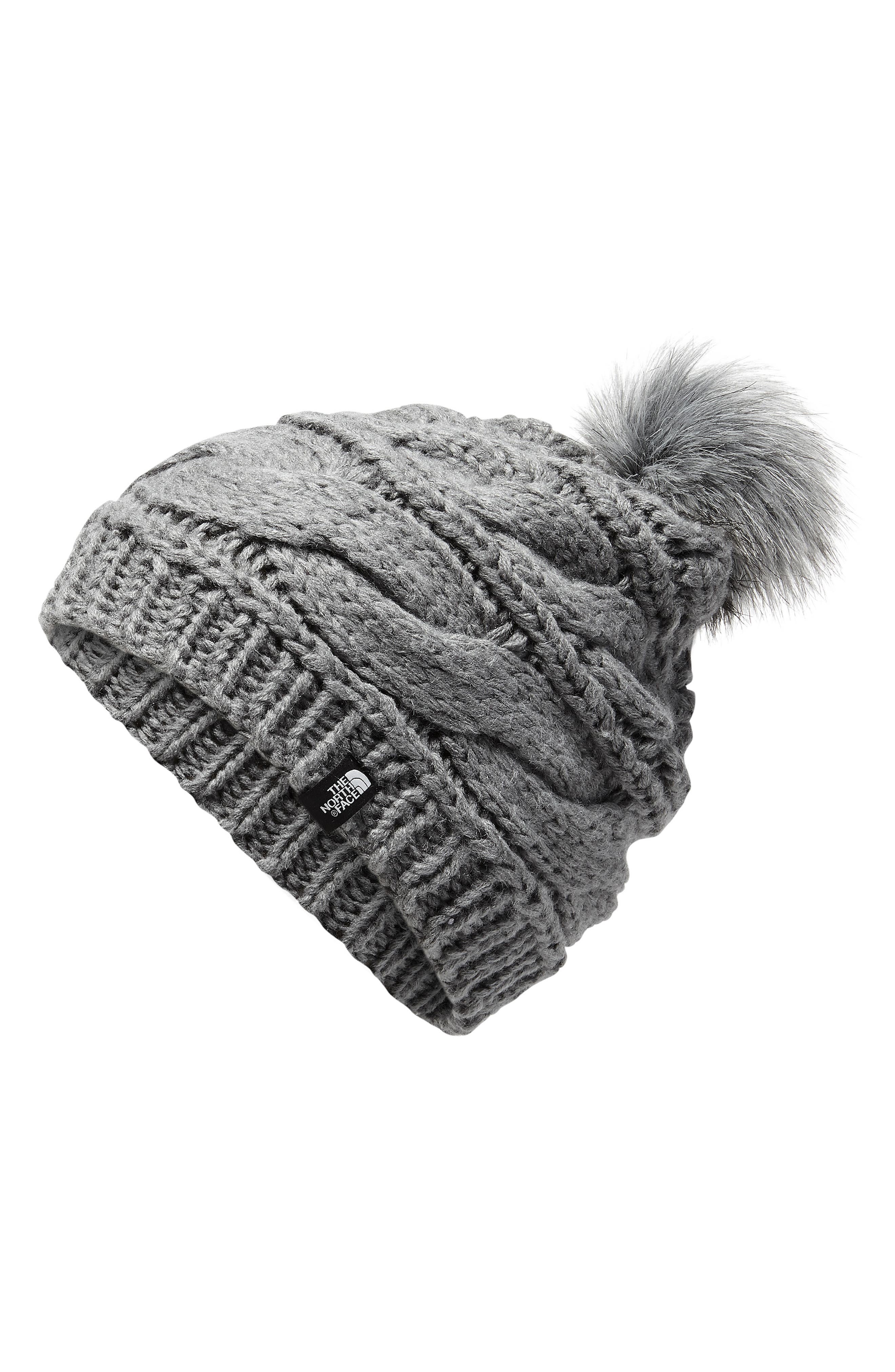 north face women's triple cable pom beanie