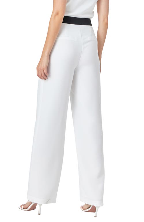 Endless Rose Contrast Band Relaxed High Waist Pants In Off White