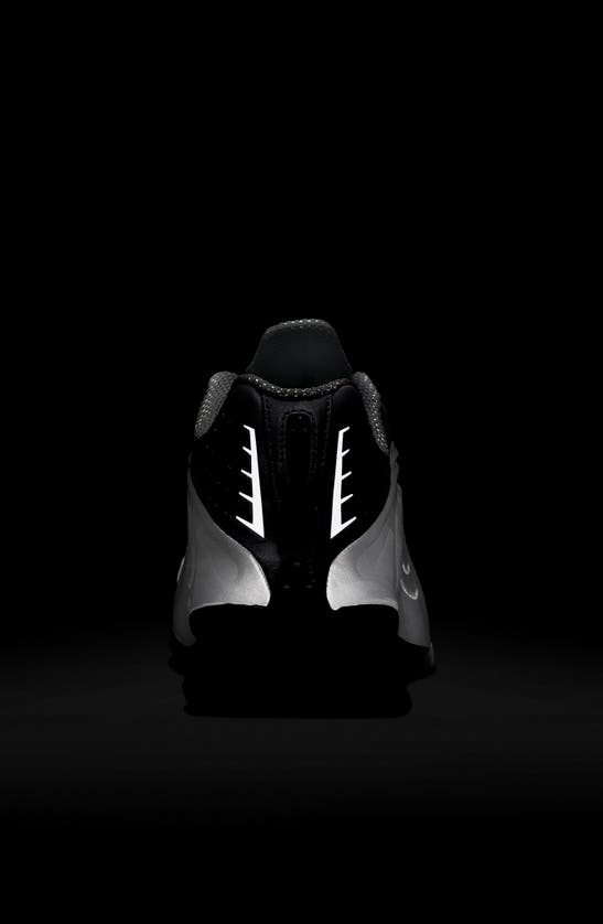 Shop Nike Shox R4 Running Shoe In White/ Silver/ Max Orange