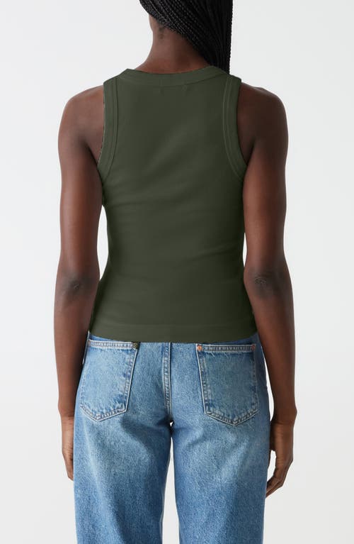 Shop Michael Stars Gina Cotton & Modal Rib Tank In Dk Matcha