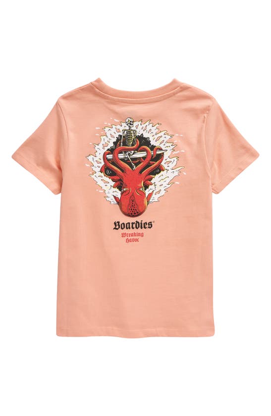 Boardies Kids' Wreaking Havoc Organic Cotton Graphic T-shirt In Peach
