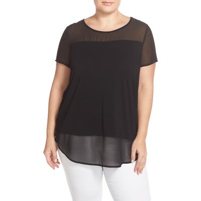 Plus Size Vince Camuto Chiffon Inset Knit Top