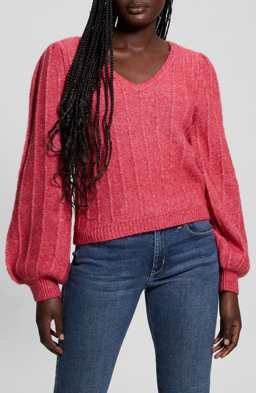 Guess Madeline Pointelle Detail Sweater In Spring Coral
