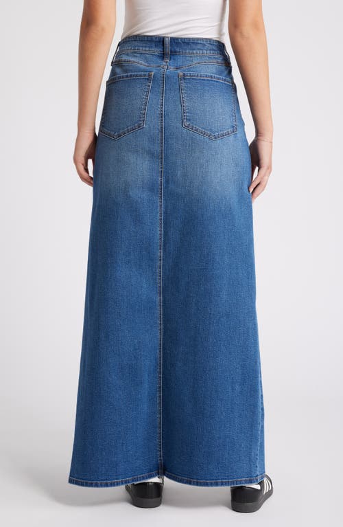 1822 Denim Front Slit Denim Maxi Skirt In Charlie