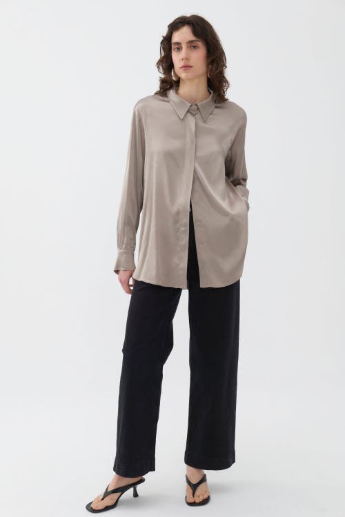 Shop Nocturne Draped Shirt In Dark Beige