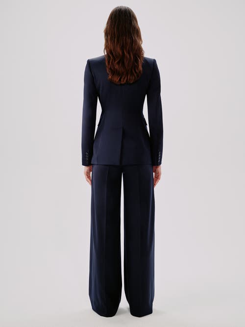 Another Tomorrow Double-breasted Merino Wool Blazer In Navy