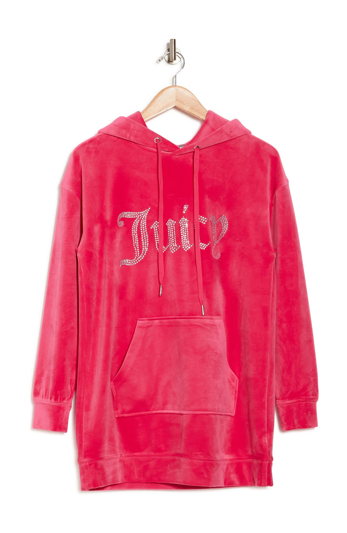 Juicy Couture Velour Embellished Drawstring Hoodie In Pink
