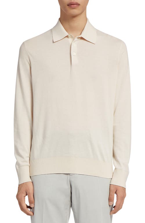 ZEGNA Baby Island Cotton & Cashmere Long Sleeve Polo in Natural at Nordstrom, Size 36 Us