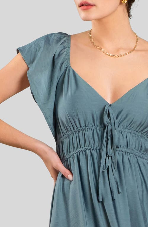 Blu Pepper Sweatheart Neck Shirred Maxi Dress In Light Teal