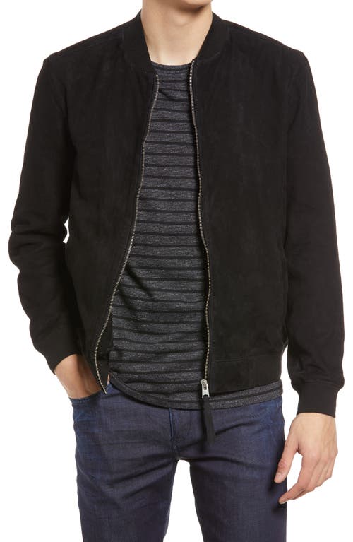 AllSaints Ronan Suede Bomber Jacket in Black at Nordstrom, Size Medium