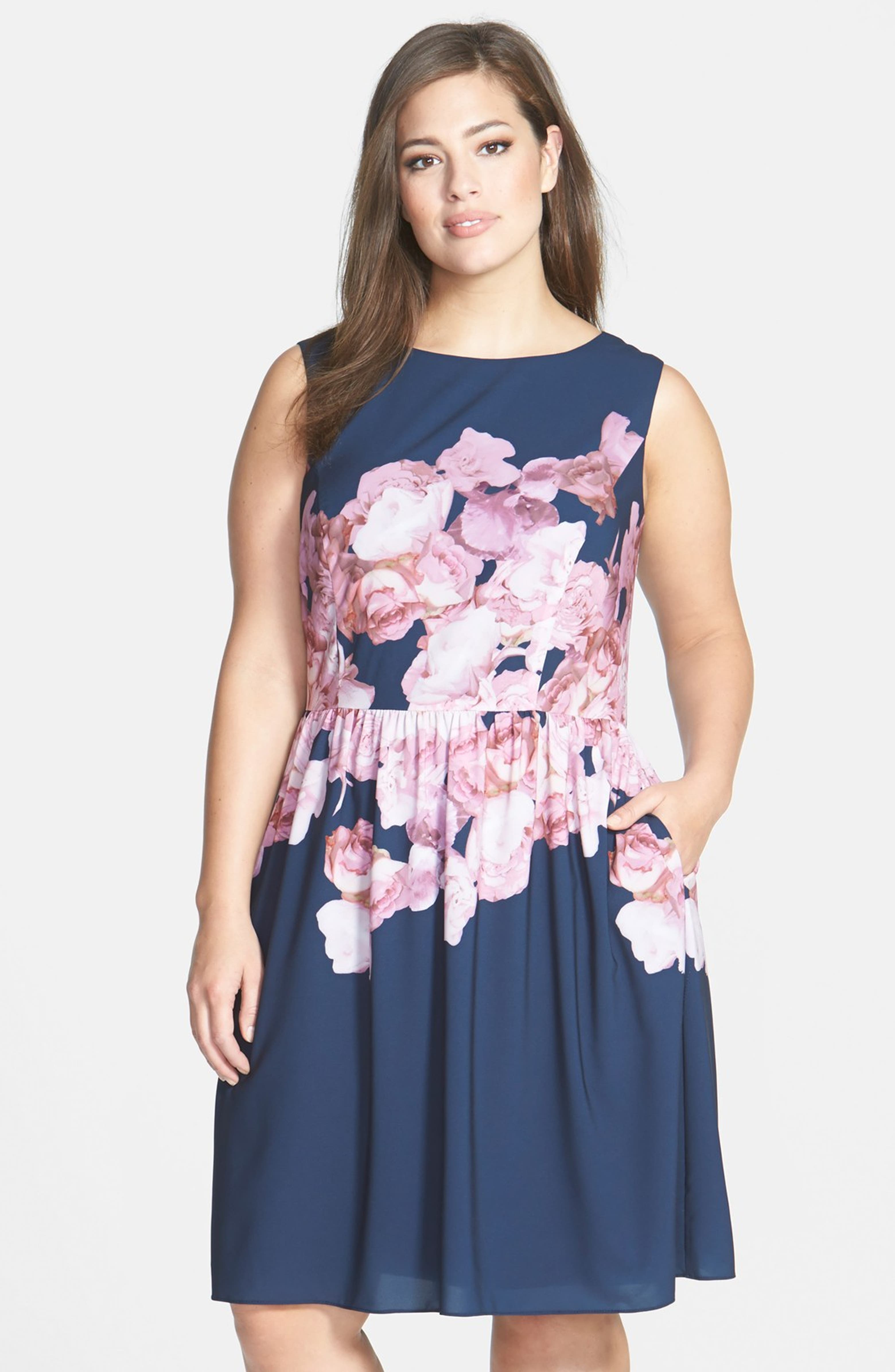 Adrianna Papell Floral Print Chiffon Fit & Flare Dress (Plus Size ...