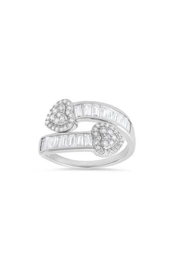 Queen Jewels Bypass Cubic Zirconia Heart Ring In Silver