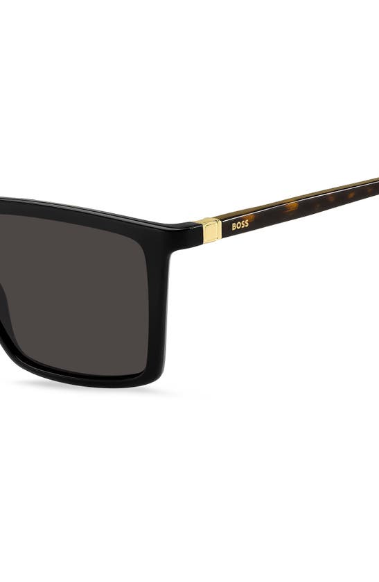 Shop Hugo Boss 56mm Flat Top Sunglasses In Black/ Havana