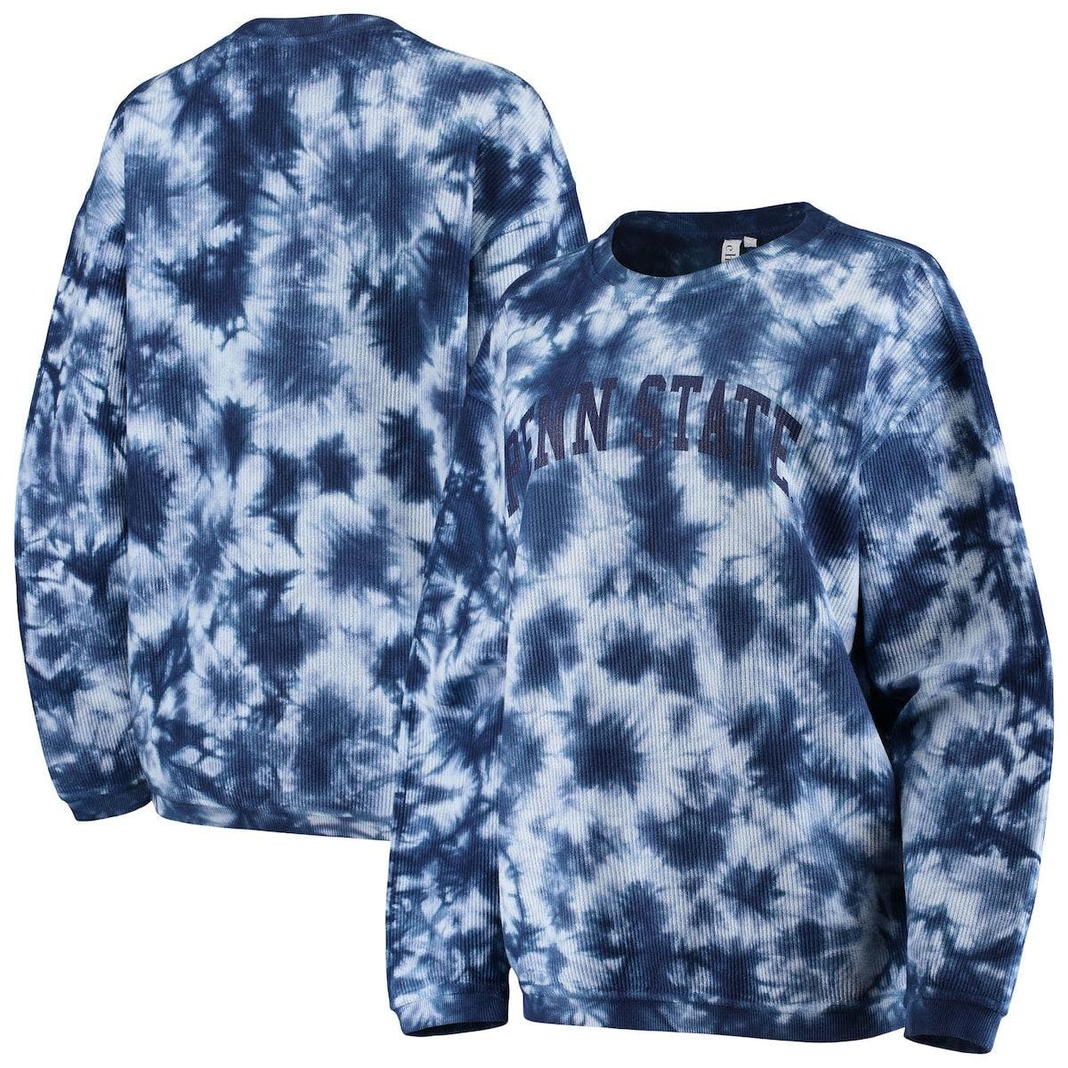 CHICKA-D Women's chicka-d White/Navy Penn State Nittany Lions Tie Dye Corded Pullover Sweatshirt at Nordstrom