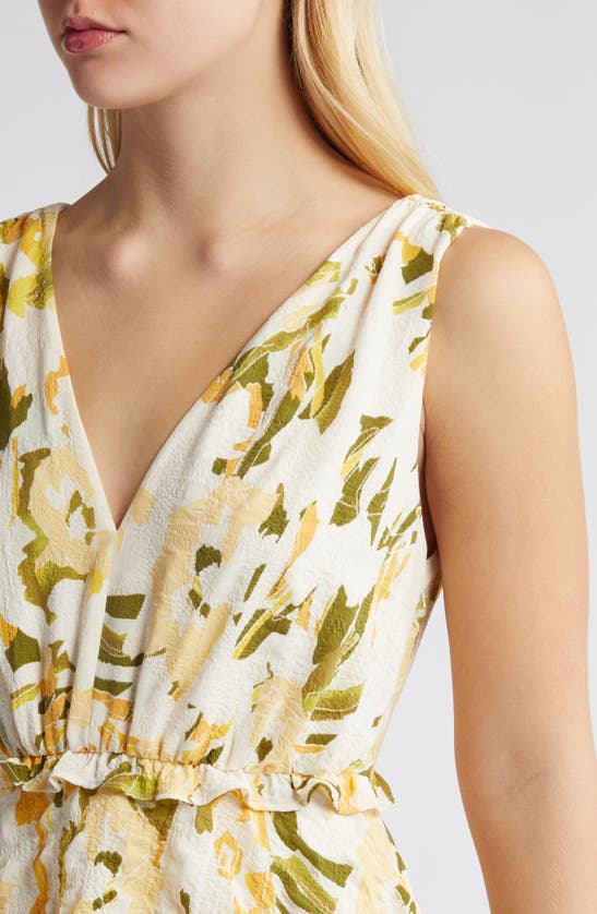 Shop Chelsea28 Floral Tiered Maxi Dress In Green S- Yellow Keys Abstract
