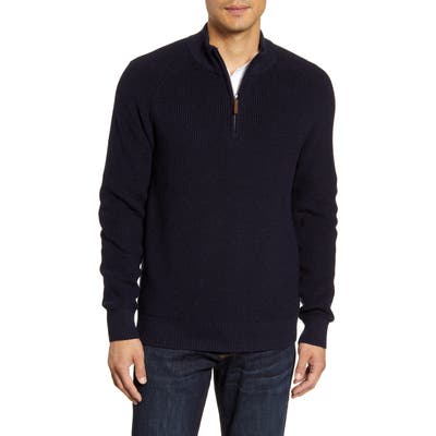 Nordstrom Shop Ribbed Quarter Zip Sweater, Blue