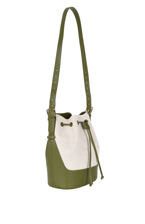 Shop Hyer Goods Canvas And Upcycled Leather Everyday Cinch Bucket Bag In Olive