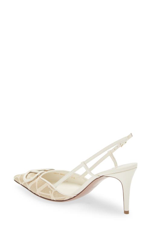 Shop Valentino Garavani Vlogo Raffia Pointed Toe Slingback Pump In Naturale/ivory