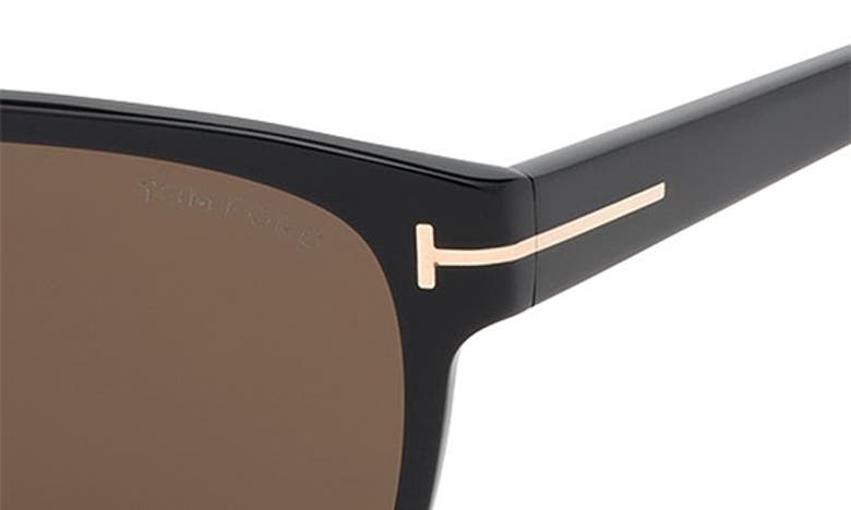 Tom Ford Giulio 57mm Geometric Sunglasses In Shiny Black / Brown