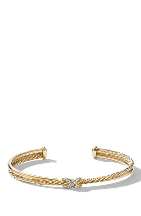 David Yurman Petite X Cuff Bracelet In Yellow Gold | ModeSens