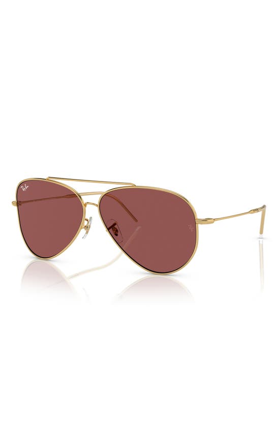 Shop Ray Ban Ray-ban Aviator Reverse 59mm Pilot Sunglasses In Dark Violet