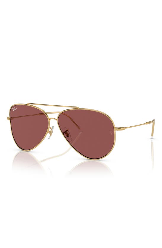 Ray Ban Reverse 62mm Oversize Aviator Sunglasses In Dark Violet