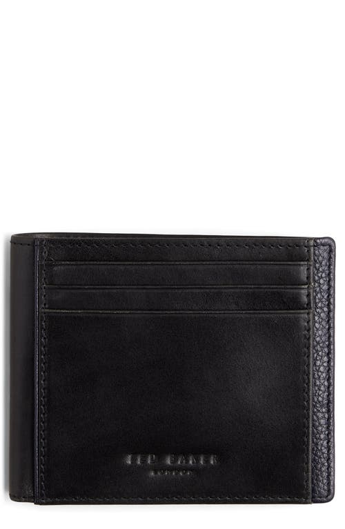 Ted Baker London Finliy Waxy Leather Bifold Wallet in Black
