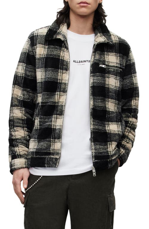 Allsaints Franco Plaid Jacket In Jet Black/chalk White