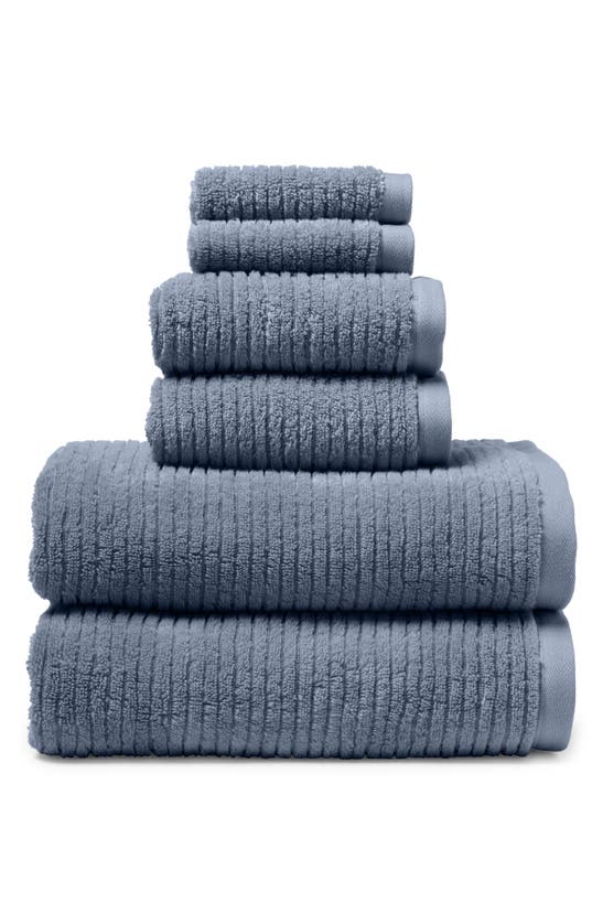 Nordstrom 6-piece Hydro Organic Cotton Blend Bath Towel, Hand Towel & Washcloth Set In Blue Chip