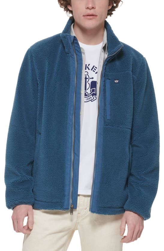 Shop Dockers ® Faux Shearling Zip Front Jacket In Ocean Blue