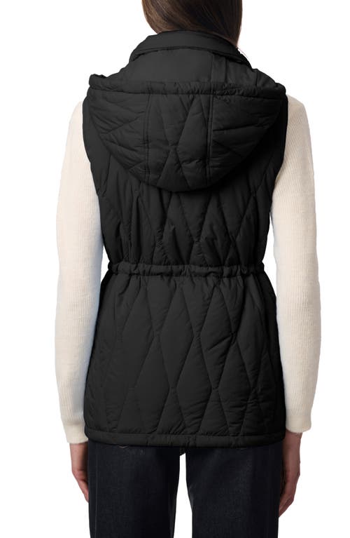 Shop Bernardo Quilted Hooded Recycled Polyester Vest In Black