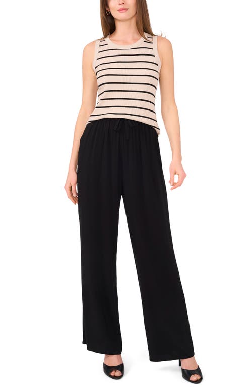 Halogen ® Stripe Rib Tank In Clay Beige/black Stripe
