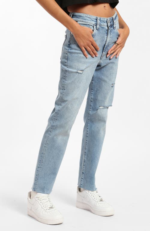 Shop Brooklyn Industries Meadow Ripped Straight Leg Organic Cotton Blend Jeans In Mid Ripped Denim