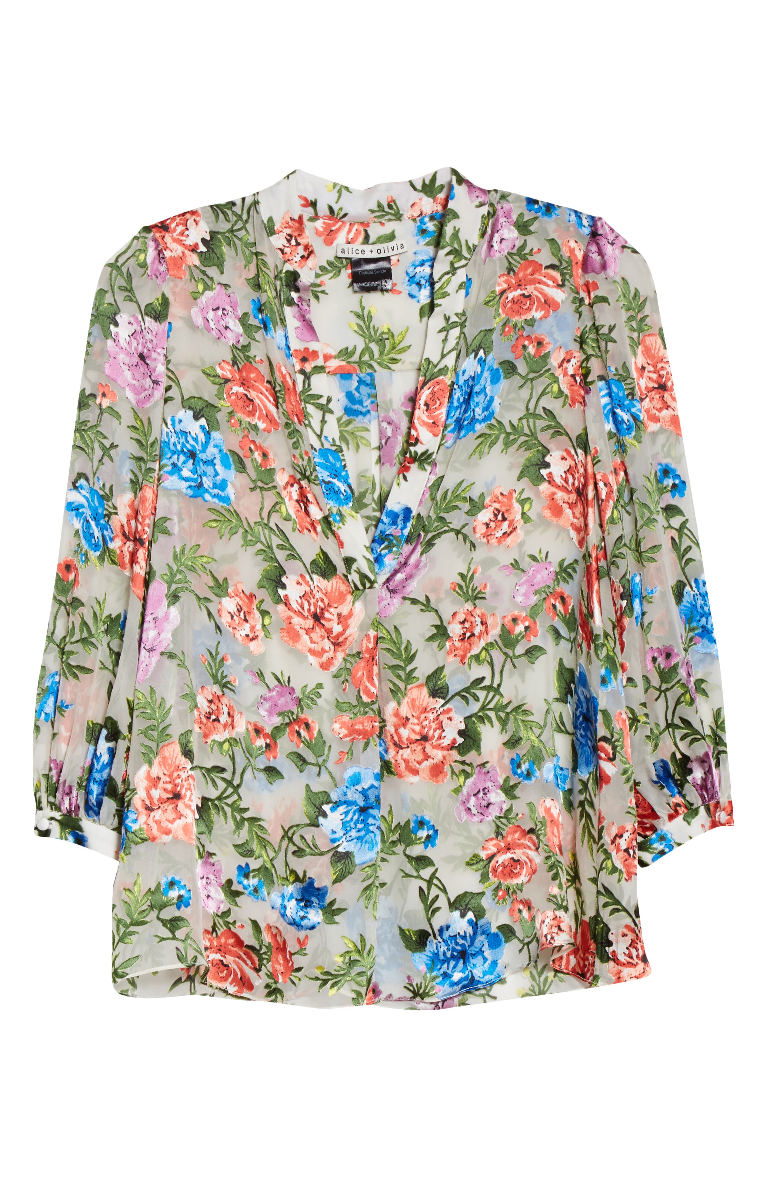 alice + olivia | Sheila Floral Split Neck Blouse | HauteLook