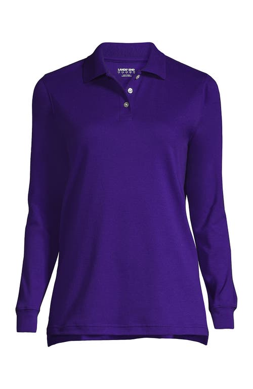 Shop Lands' End School Uniform  Long Sleeve Interlock Polo Shirt In Deep Purple