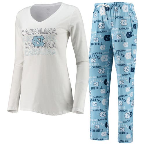 Women's Concepts Sport Carolina Blue/White North Carolina Tar Heels Flagship Long Sleeve T-Shirt & Pants Sleep Set in Light Blue