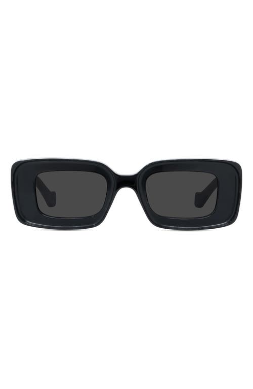 Loewe Chunky Anagram 46mm Rectangular Sunglasses In Shiny Black/smoke