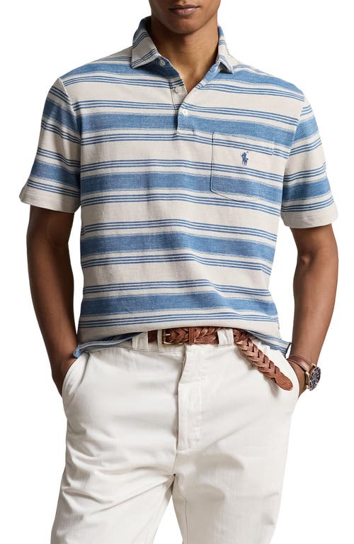 Shop Polo Ralph Lauren Stripe Pocket Piqué Knit Polo In Patina Stripe