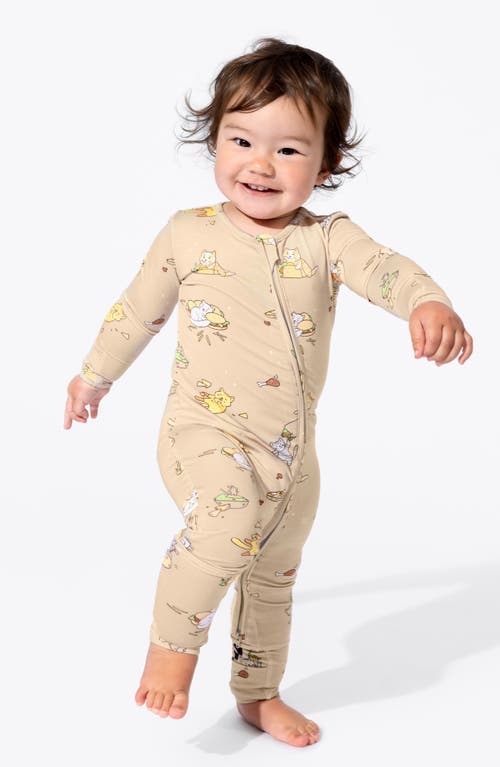 Shop Bellabu Bear Foodie Cats Convertible Footie Pajamas In Yellow