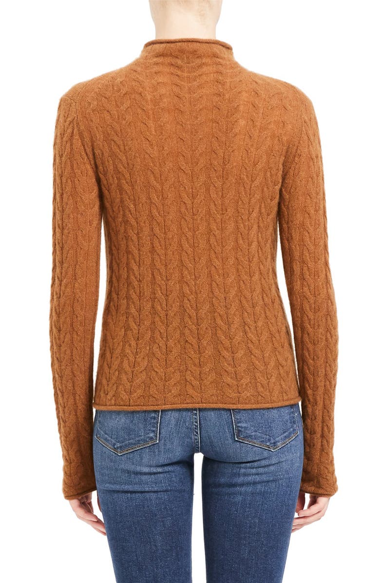 Theory Mock Neck Cable Knit Cashmere Sweater, Alternate, color, 