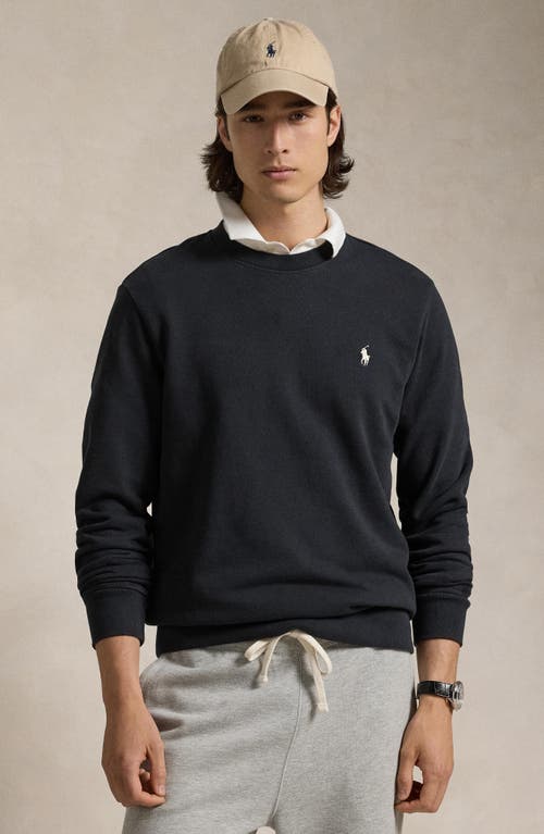 Shop Polo Ralph Lauren Embroidered Logo Cotton French Terry Sweatshirt In Polo Black