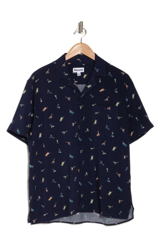 Shop Abound Cocktail Time Camp Shirt In Navy-multi Cocktail Time