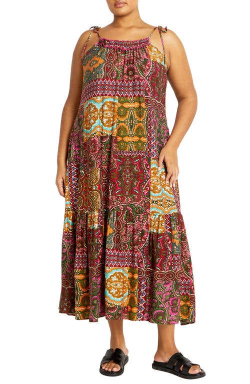 Shop City Chic Erica Print Maxi Sundress In Kaleidoscope