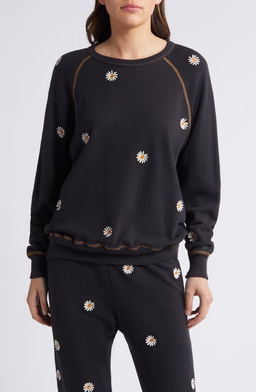 Shop The Great . The Daisy Embroidered College Sweatshirt In Almost Black