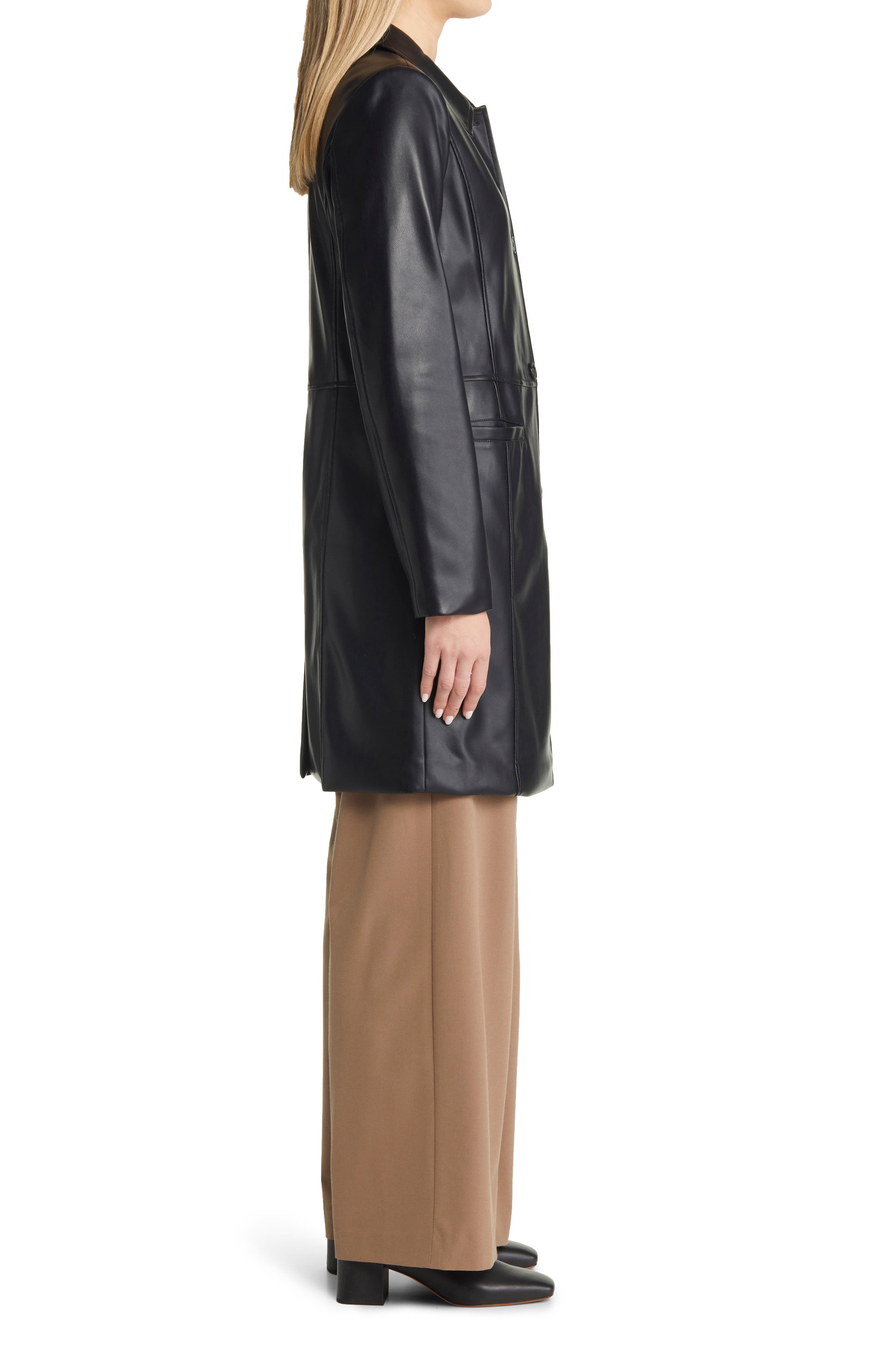 Halogen® Faux Leather Car Coat | Nordstrom
