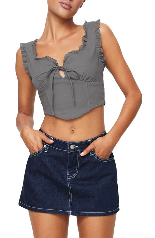 Princess Polly Scarlett Lace Ruffle Crop Top Grey at Nordstrom,