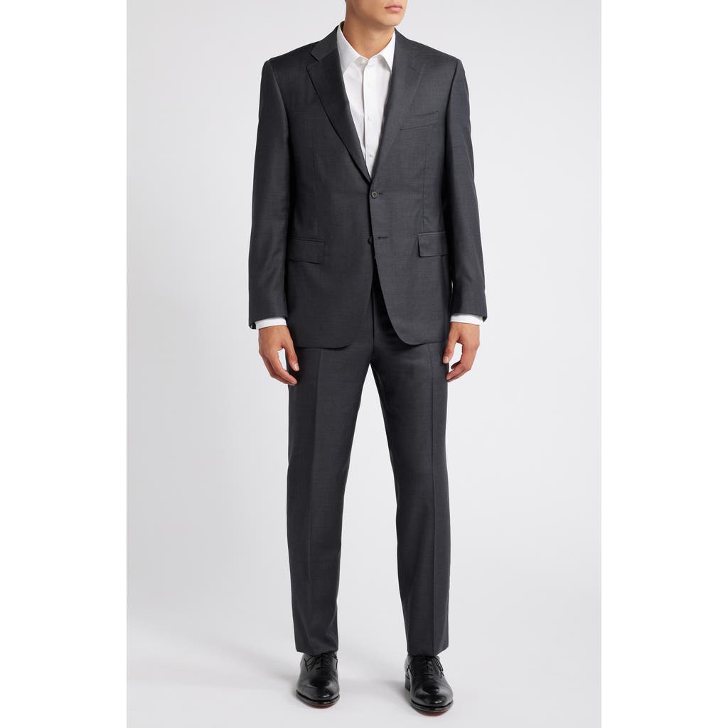 Canali Solid Wool Suit In Charcoal