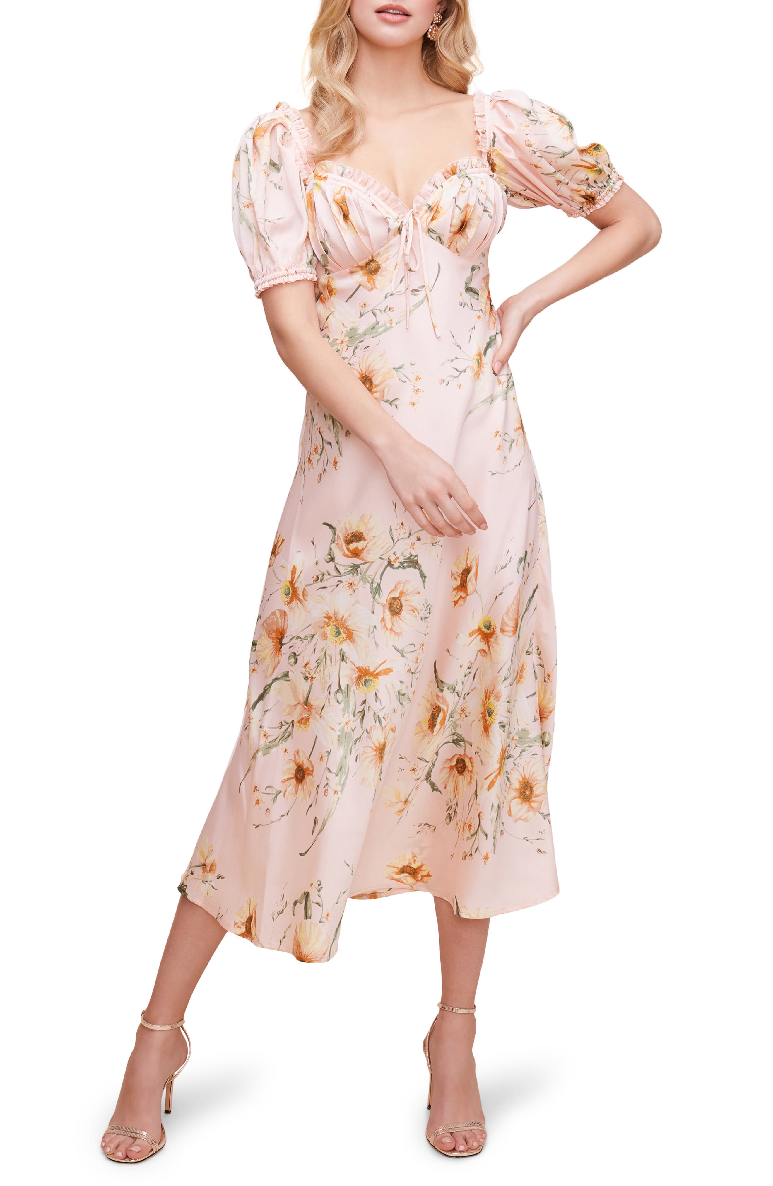 satin midi dress with sleeves