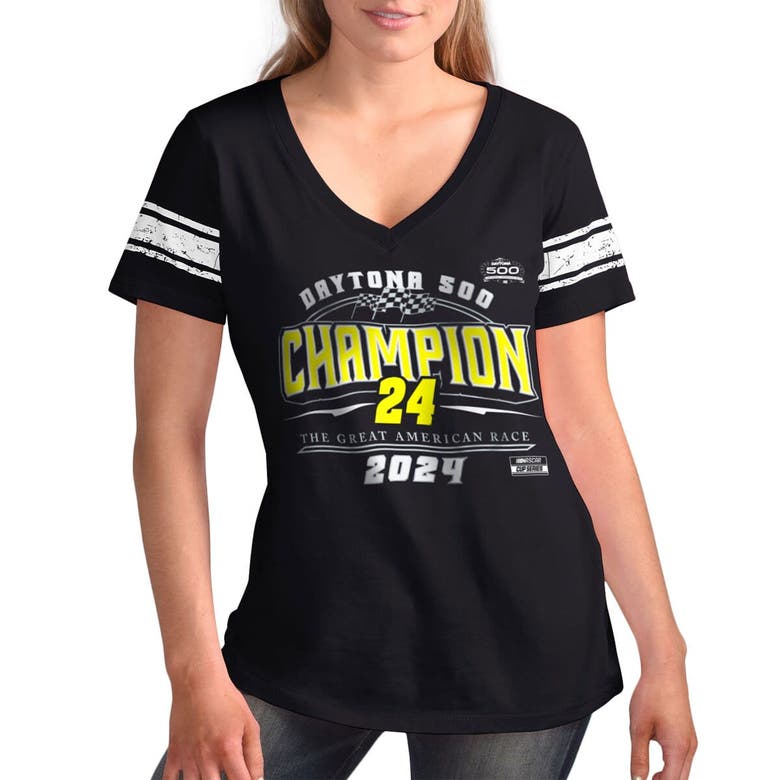 Shop G-iii 4her By Carl Banks Black William Byron 2024 Daytona 500 Champion First Pick V-neck T-shirt