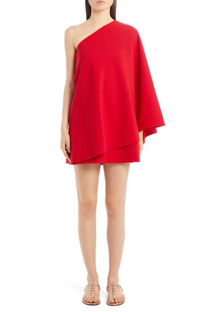 VALENTINO CAPE ONE-SHOULDER MINIDRESS,TB3VAR354FJ